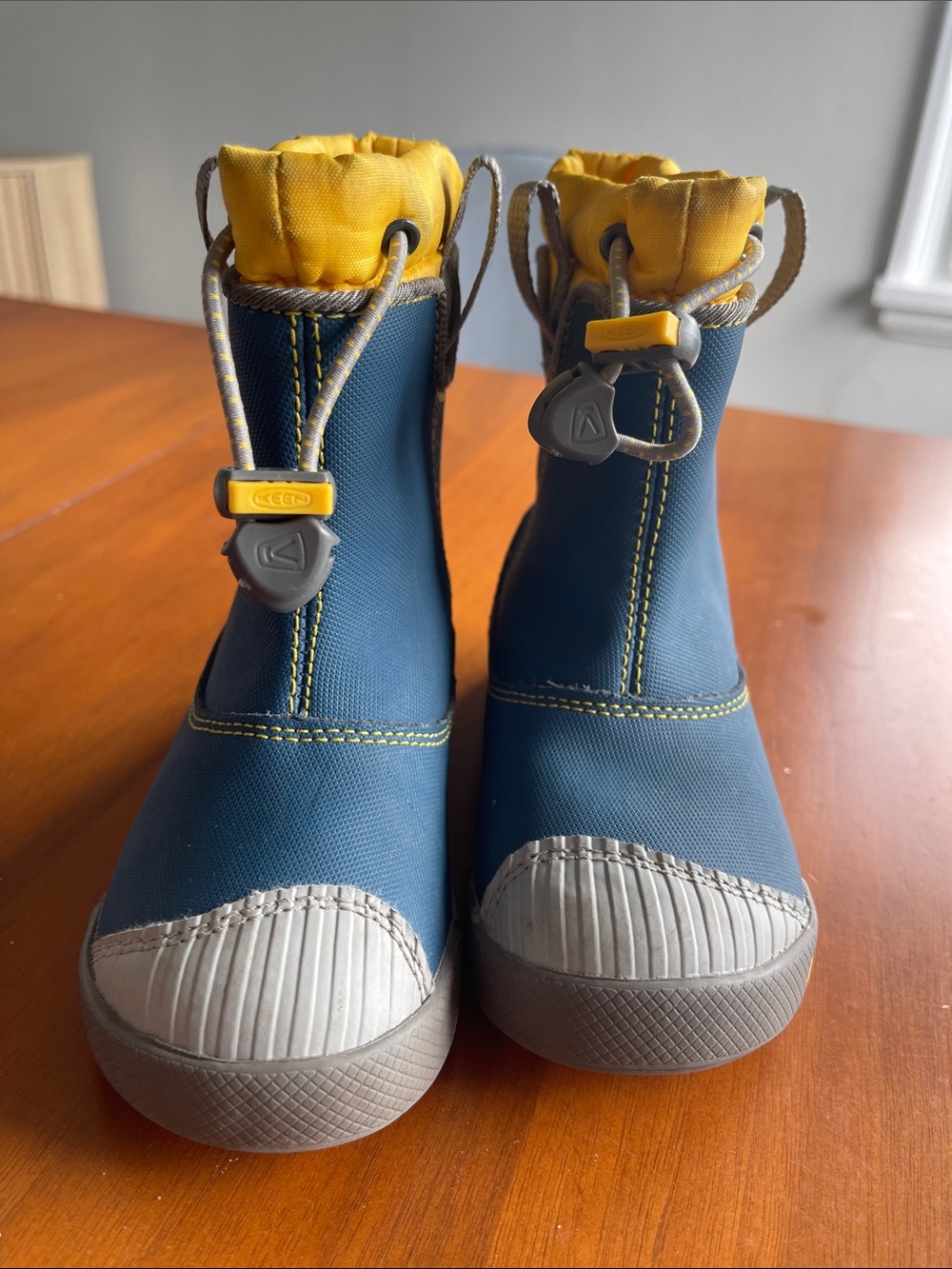 Keen Kids Navy and Yellow Waterproof Pull-On Rain Boots